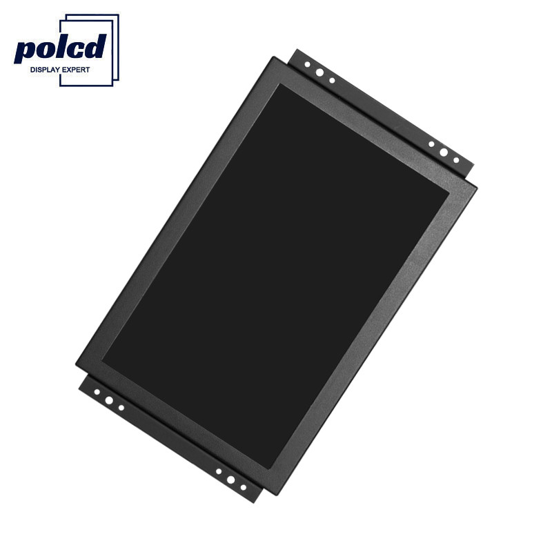 Polcd TFT LCD ডিসপ্লে 10.1 ইঞ্চি ইন্ডাস্ট্রিয়াল টাচ স্ক্রিন মনিটর উচ্চ উজ্জ্বলতা IP65 কালো