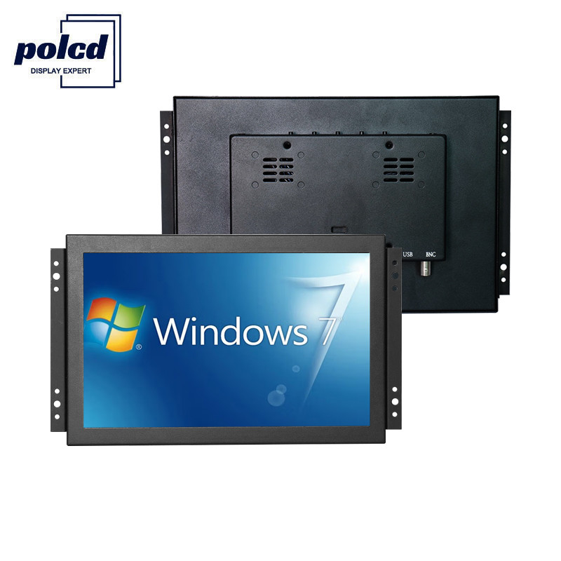 Polcd TFT LCD ডিসপ্লে 10.1 ইঞ্চি ইন্ডাস্ট্রিয়াল টাচ স্ক্রিন মনিটর উচ্চ উজ্জ্বলতা IP65 কালো