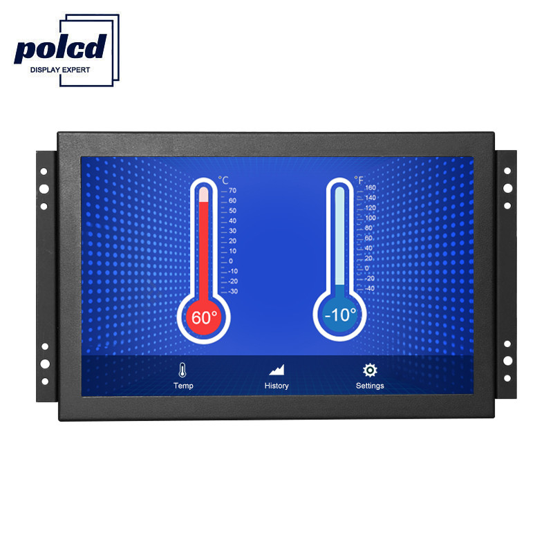Polcd 10 ইঞ্চি টাচ স্ক্রীন TFT মনিটর, HDMI VGA LED ইন্ডাস্ট্রিয়াল LCD মনিটর খোলা ফ্রেম