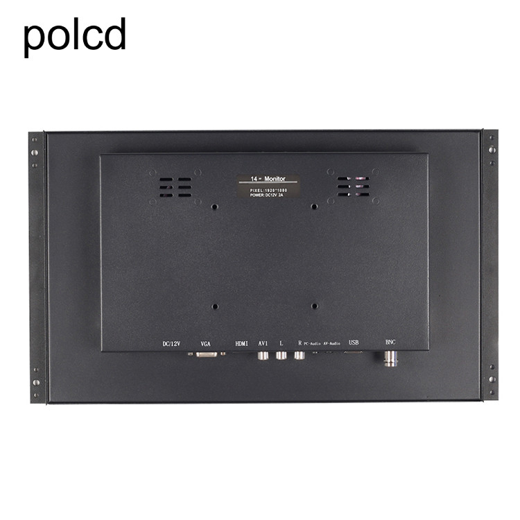 Polcd 14 ইঞ্চি ফুল HD 1920x1080 মেটাল কেস ইন্ডাস্ট্রিয়াল এলসিডি মনিটর ওপেন ফ্রেমের সাথে