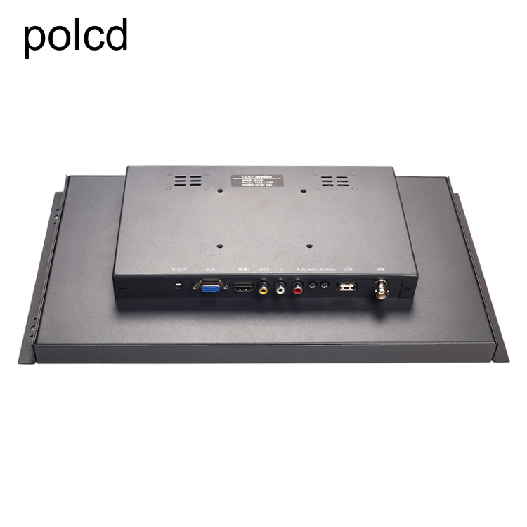Polcd মেটাল ওয়াল মাউন্টেড এমবেডেড 15.6 ইঞ্চি LCD মনিটর ইন্ডাস্ট্রিয়াল IPS HDMI VGA পোর্ট