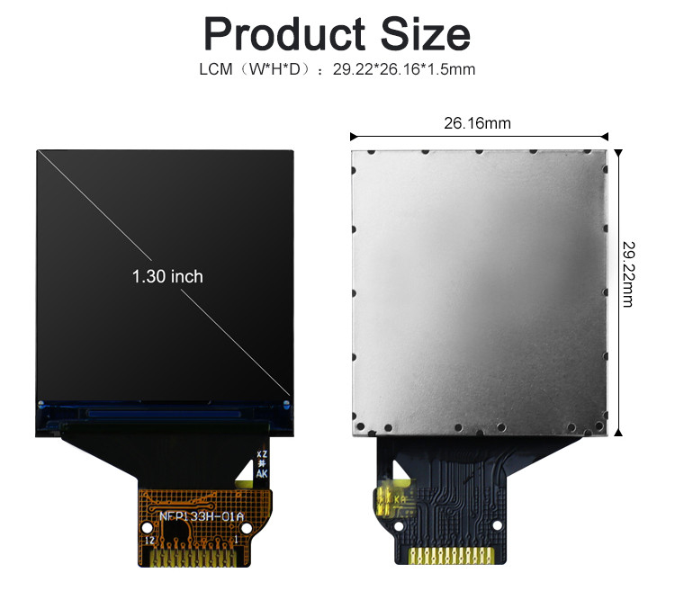 স্মার্ট ঘড়ির জন্য ST7789V IC TFT LCD টাচ স্ক্রিন 240*240 সম্পূর্ণ ভিউ