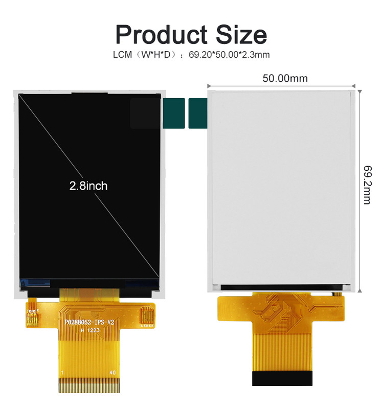 Polcd MCU 9 BIT 2.8 ইঞ্চি Lcd Tft ডিসপ্লে 240X320 Tft রঙিন স্ক্রীন বাণিজ্যিক