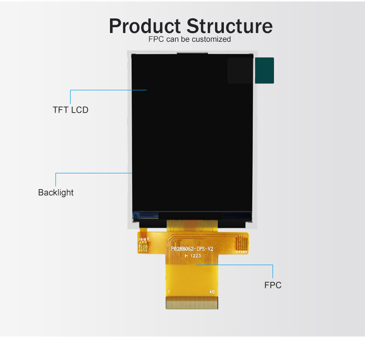 Polcd MCU 9 BIT 2.8 ইঞ্চি Lcd Tft ডিসপ্লে 240X320 Tft রঙিন স্ক্রীন বাণিজ্যিক
