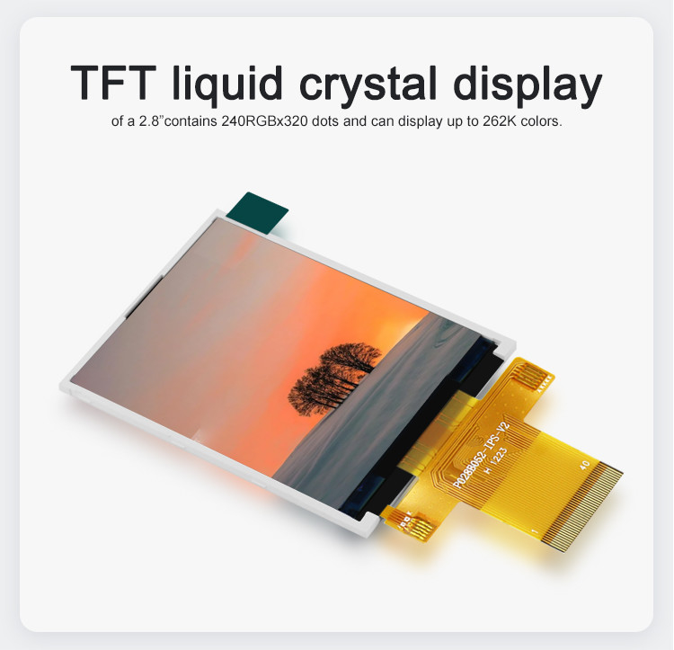Polcd MCU 9 BIT 2.8 ইঞ্চি Lcd Tft ডিসপ্লে 240X320 Tft রঙিন স্ক্রীন বাণিজ্যিক