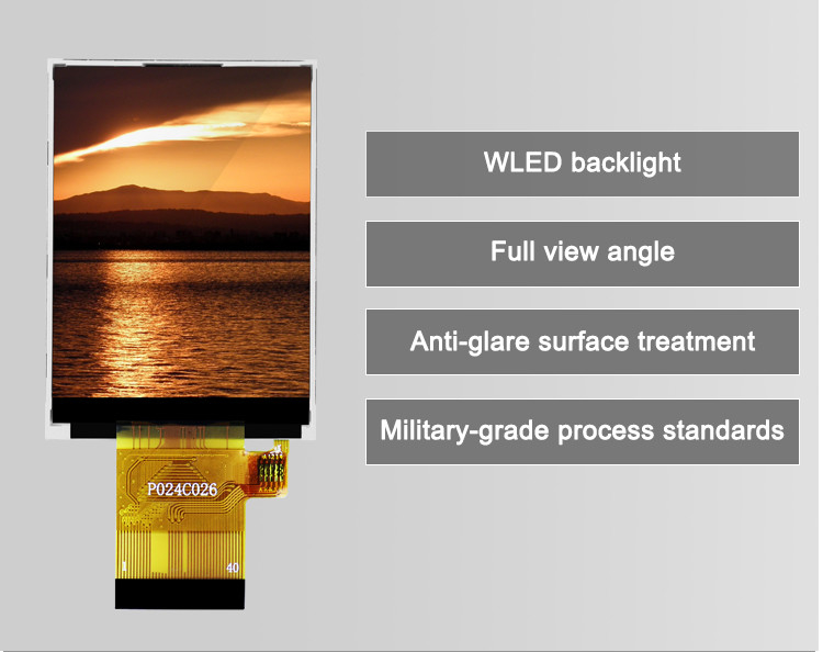 Polcd ST7789V 2.4 ইঞ্চি Tft ডিসপ্লে 12 0'CLOCK 240x320 Tft LCD প্যানেল স্ক্রিন