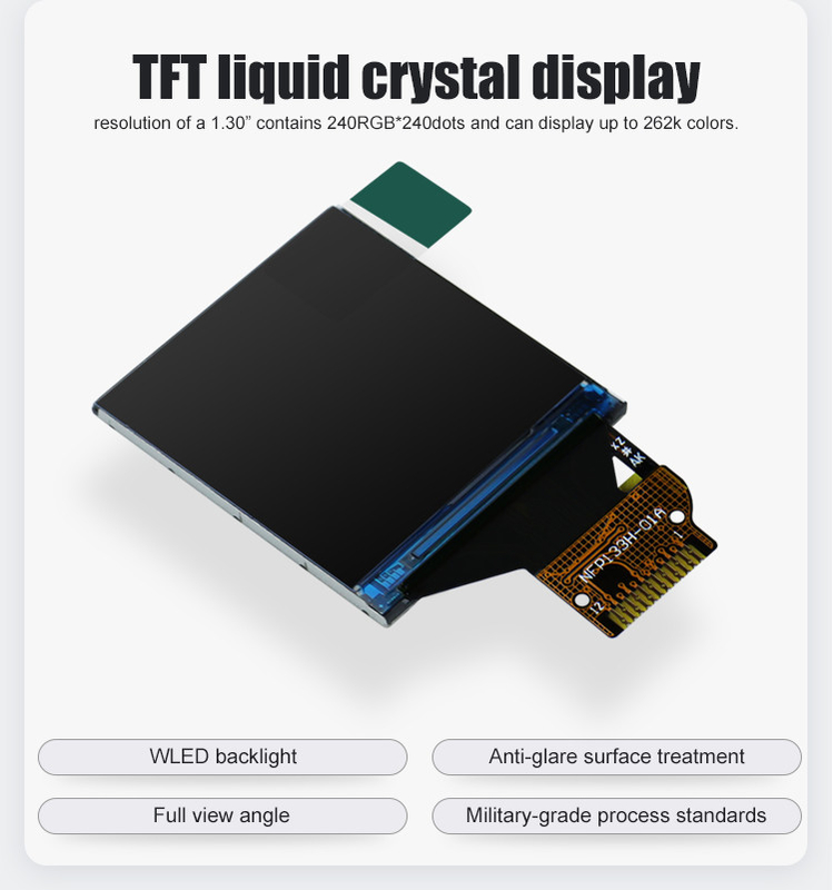 Polcd 350 Nit 240x240 St7789v 1.33 ইঞ্চি TFT LCD ডিসপ্লে 4 ওয়্যার SPI কালো