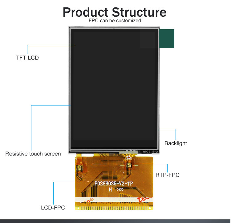 Polcd 2.8 ইঞ্চি ফুল ভিউয়িং অ্যাঙ্গেল TFT LCD টাচ স্ক্রিন সূর্যালোক পাঠযোগ্য IPS প্যানেল