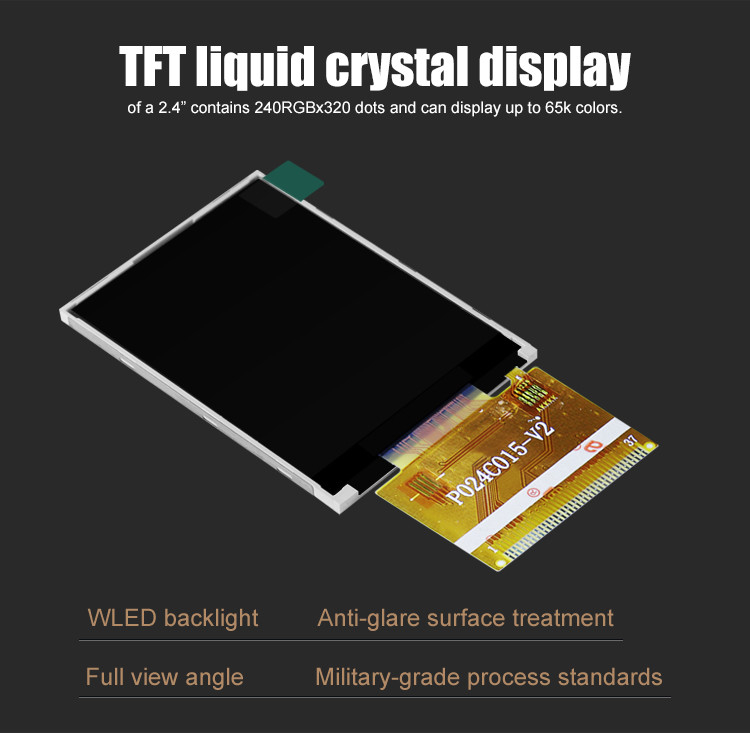 Polcd ILI9341V TFT LCD মডিউল 2.4 ইঞ্চি Tft Spi 240x320 8080 MCU 8 বিট