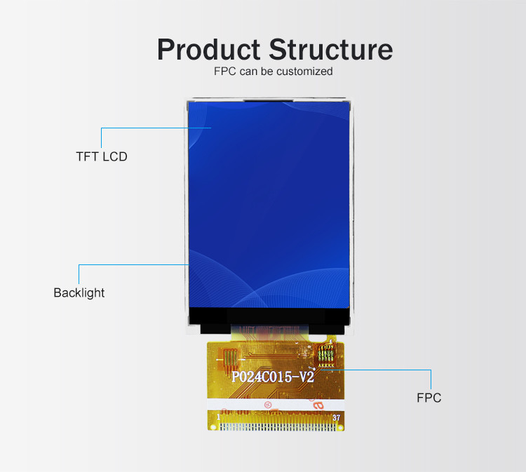 Polcd ILI9341V TFT LCD মডিউল 2.4 ইঞ্চি Tft Spi 240x320 8080 MCU 8 বিট