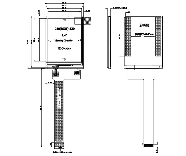 Polcd Black 8080 MCU 2.4 ইঞ্চি Tft ডিসপ্লে 8 বিট 2.4 Tft Spi 240x320