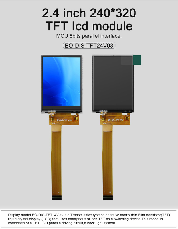 Polcd Black 8080 MCU 2.4 ইঞ্চি Tft ডিসপ্লে 8 বিট 2.4 Tft Spi 240x320