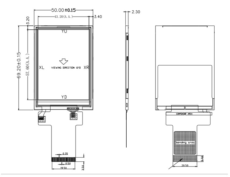 Polcd 12 0'CLOCK 240x320 2.8 ইঞ্চি Ili9341v 16 বিট TFT টাচ স্ক্রীন