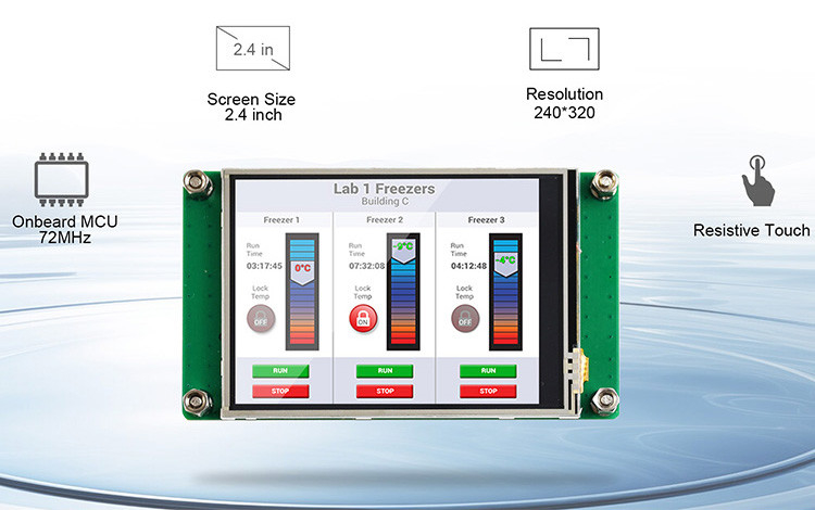 Polcd 2.4 ইঞ্চি Tft LCD মডিউল 240 * 320 Hmi Uart পোর্ট স্মার্ট এলসিডি ডিসপ্লে শিল্প প্রতিরোধের টাচ স্ক্রিন
