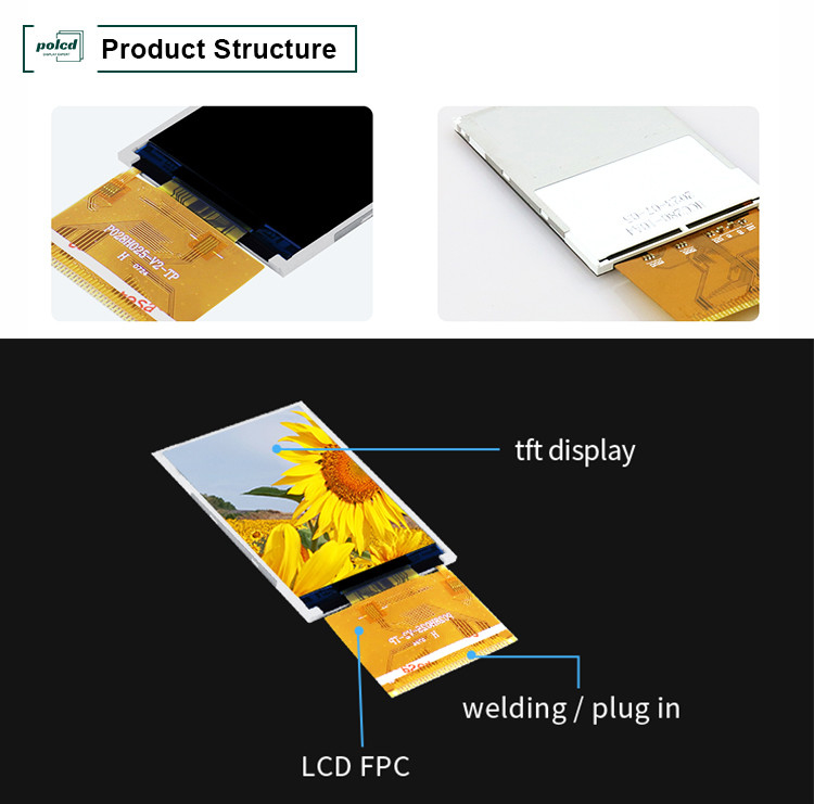 Polcd RoHS 2.8 ইঞ্চি HD TFT ডিসপ্লে 8080 MCU 16 বিট Tft Lcd ডিসপ্লে