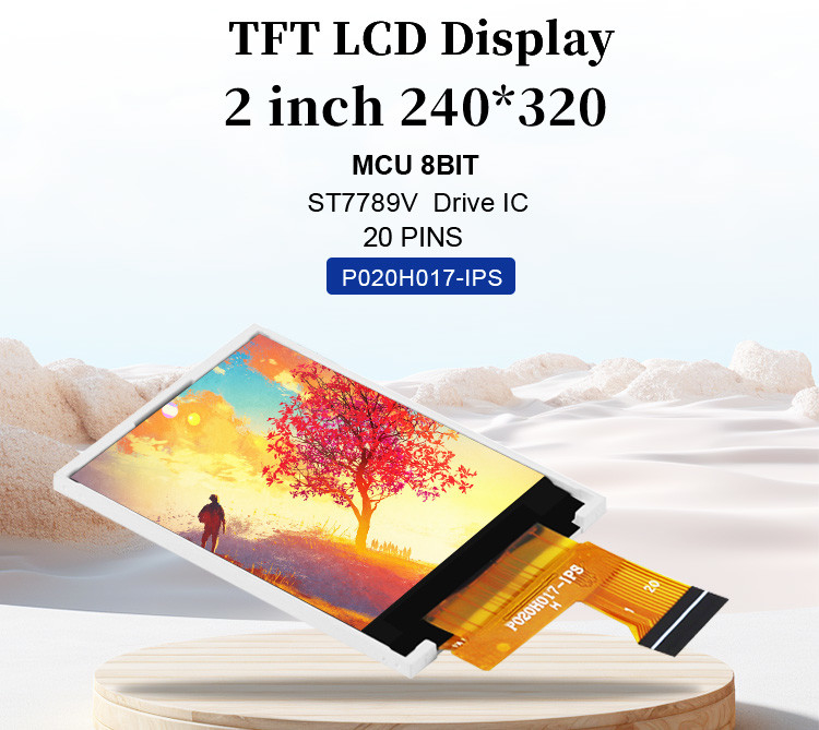 Polcd MCU 8 BIT 2 ইঞ্চি Tft ডিসপ্লে 30.6mm IPS TFT LCD ডিসপ্লে