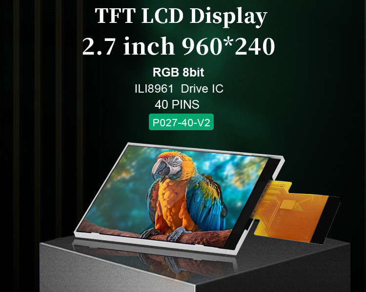 Polcd ILI8961 2.7 Tft Lcd 960X240 TFT LCD ডিসপ্লে RGB 8 বিট 6 0'CLOCK