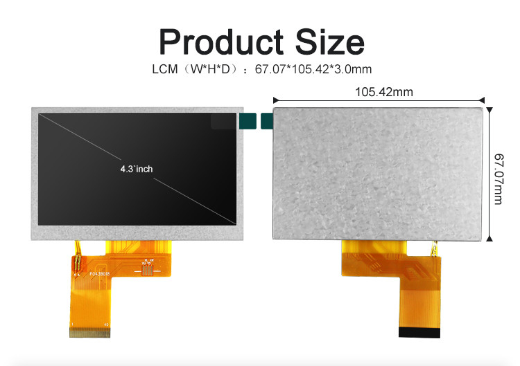 Polcd ST7262E43 Small Tft Lcd ডিসপ্লে RGB 24 বিট 4.3 ইঞ্চি Tft Lcd 800x480