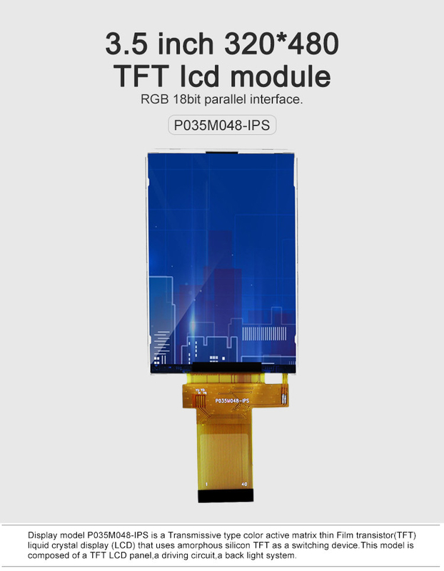 Polcd 18 BIT RGB IPS TFT LCD ডিসপ্লে 320X480 Pixels Tft Lcd 3.5