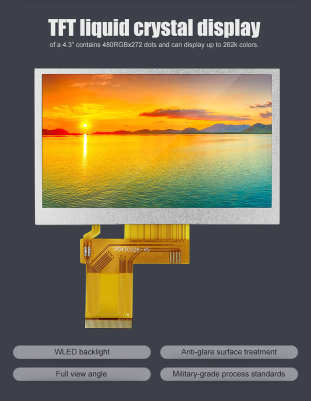 Polcd কাস্টম 4.3 ইঞ্চি 480 * 272 রঙ RGB 8 বিট ILI6485 ড্রাইভ 40pin 4.3 'টিএফটি এলসিডি মডিউল
