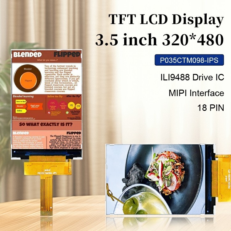 Polcd 3.5 ইঞ্চি আইপিএস ভিউ অঙ্গ 320x480 টিএফটি ডিসপ্লে মাইপি ইন্টারফেস 3.5 'এলসিডি স্ক্রিন মডিউল