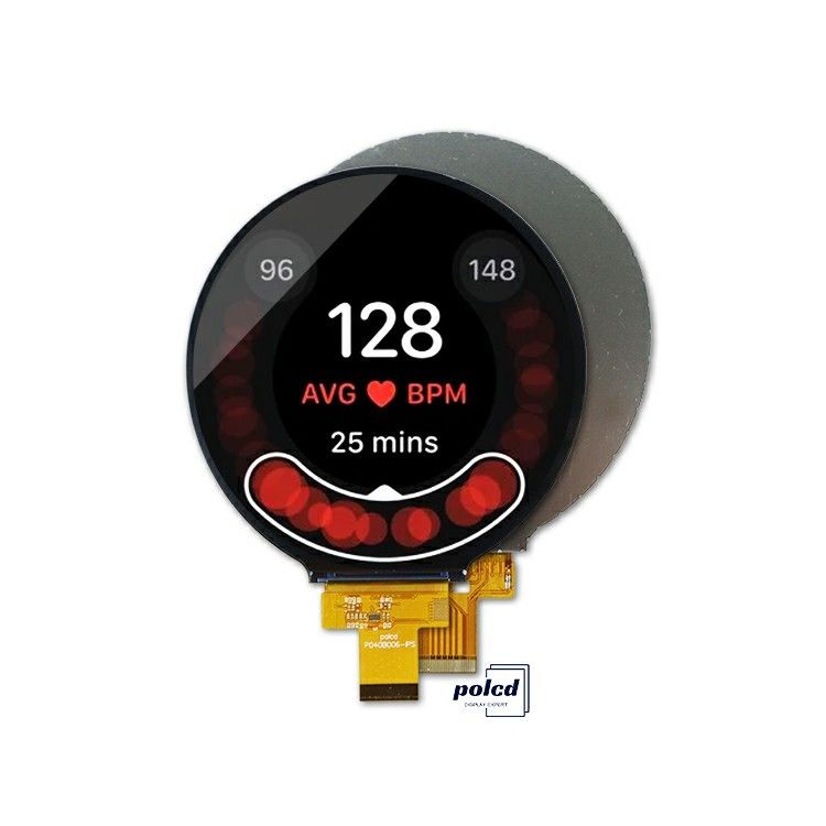 Polcd ছোট আকার গোলাকার এলসিডি স্ক্রিন 4 ইঞ্চি 720x720 পিক্সেল 4Line MIPI ইন্টারফেস পূর্ণ রঙ প্রদর্শন