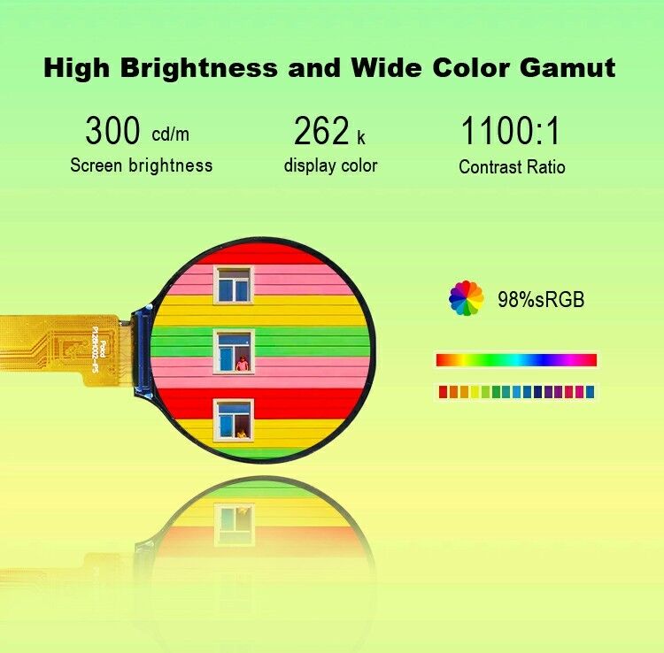 Polcd 1.28 ইঞ্চি আইপিএস সার্কুলার এলসিডি ডিসপ্লে 240xRGBx240 রেজোলিউশন স্মার্ট ঘড়ির জন্য কাস্টমাইজড টিএফটি এলসিডি মডিউল