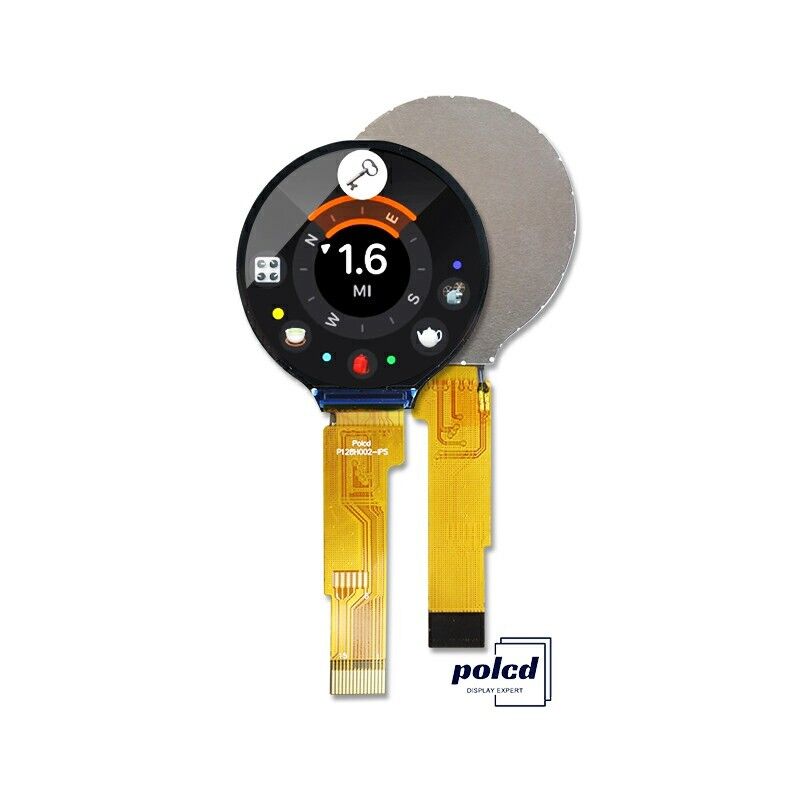 Polcd 1.28 ইঞ্চি আইপিএস সার্কুলার এলসিডি ডিসপ্লে 240xRGBx240 রেজোলিউশন স্মার্ট ঘড়ির জন্য কাস্টমাইজড টিএফটি এলসিডি মডিউল