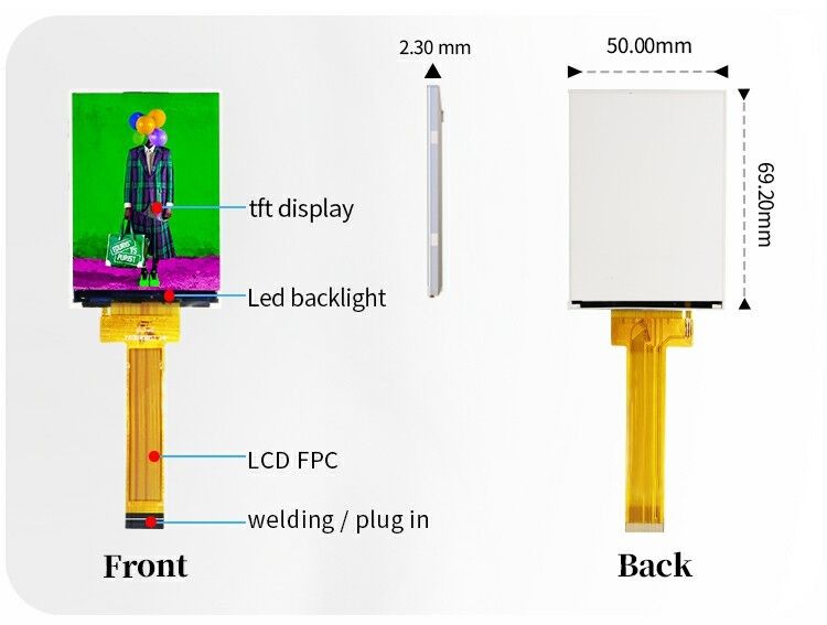 Polcd 2.8 ইঞ্চি টিএফটি ডিসপ্লে 240x320 আইপিএস স্ক্রিন উচ্চ বিপরীতে 1200: 1 টিএফটি প্যানেল এলসিডি মডিউল