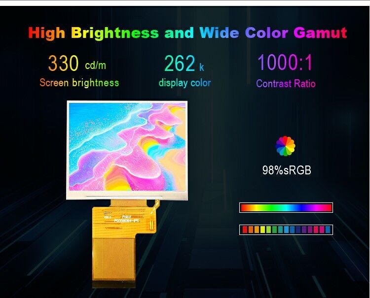 Polcd 3.5 ইঞ্চি 320x240 ফুল কালার টিএফটি ডিসপ্লে ST7272A ড্রাইভ আইপিএস ভিউ এঙ্গেল 54pin এলসিডি ডিসপ্লে