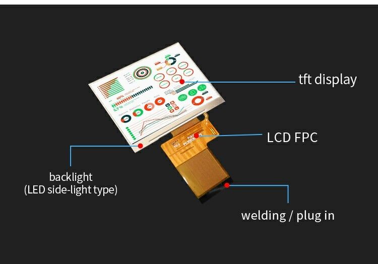 Polcd কারখানা 3.5 ইঞ্চি TFT LCD 320 * 240 SPI RGB ইন্টারফেস ইনস্ট্রুমেন্ট স্ক্রিন 3.45 ইঞ্চি LCD ডিসপ্লে মডিউল