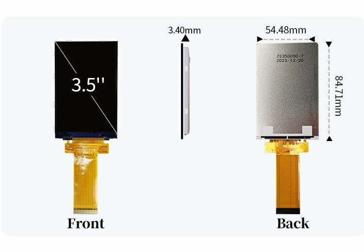 Polcd 3.5 ইঞ্চি QVGA এলসিডি ডিসপ্লে 320x480 রেজোলিউশন MCU SPI ইন্টারফেস টাচ প্যানেল 3.5 