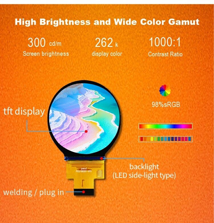 Polcd ২.১ ইঞ্চি আইপিএস ছোট গোলাকার এলসিডি ৪৮০*৪৮০ মাইপি ইন্টারফেস ST7701S সার্কেল সার্কুলার টিএফটি ডিসপ্লে মডিউল