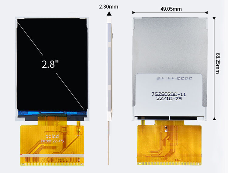 Polcd সম্পূর্ণ রঙ 2.8 ইঞ্চি 240x320 ছোট TFT ডিসপ্লে আরজিবি স্ক্রীন আইপিএস সমস্ত দেখা হচ্ছে