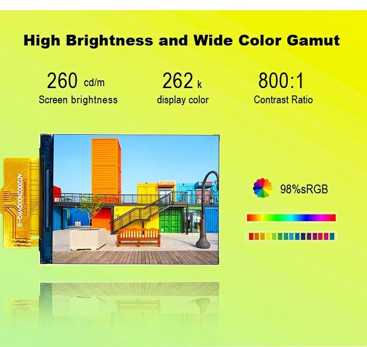 Polcd কারখানার 2 ইঞ্চি এলসিডি মডিউল 240x320 260cd/m2 উজ্জ্বলতা ST7789V ড্রাইভ আইসি টিএফটি প্রদর্শন