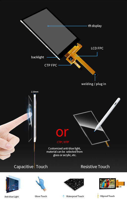 Polcd Qvga 240x320 রেজোলিউশন 2.4 ইঞ্চি ST7789V3 টাচ স্ক্রিন CTP TFT এলসিডি ডিসপ্লে মডিউল