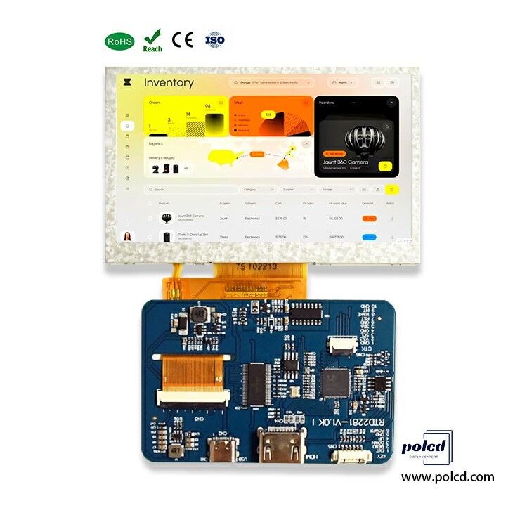 Polcd ইন্ডাস্ট্রিয়াল গ্রেড 4.3 5 ইঞ্চি LCD ডিসপ্লে মডিউল 800x480 রেজোলিউশন H-DM-I ইন্টারফেস ড্রাইভার বোর্ড