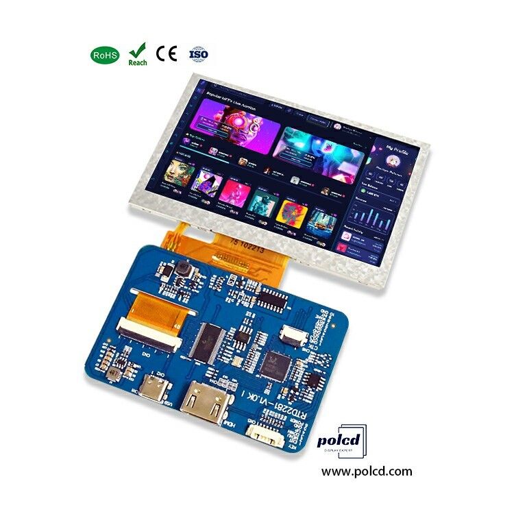 রাস্পবেরি পাই এর জন্য Polcd RTD2281 LCD ড্রাইভার বোর্ড 5 4.3 ইঞ্চি HDM-I 800x480 টাচ স্ক্রীন TFT ডিসপ্লে মডিউল