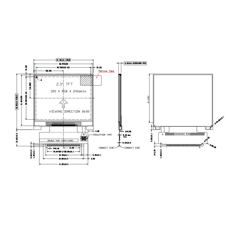 Polcd ILI9342C 2.31 ইঞ্চি Lcd 8080 MCU 16 বিট 320x240 Lcd ডিসপ্লে 300 Nit