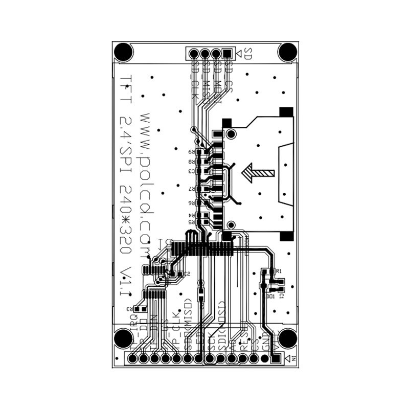 Polcd 18 পিন 260 NIT 2.4 ইঞ্চি Tft ডিসপ্লে 240X320 ক্যাপাসিটিভ টাচ স্ক্রীন Lcd
