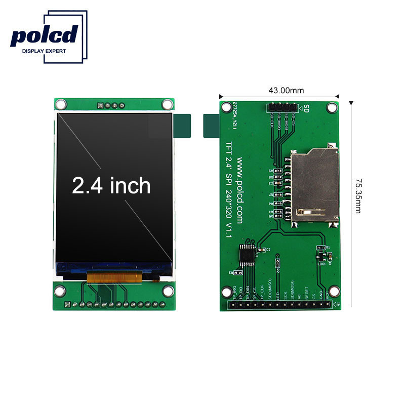 Polcd 18 পিন 260 NIT 2.4 ইঞ্চি Tft ডিসপ্লে 240X320 ক্যাপাসিটিভ টাচ স্ক্রীন Lcd