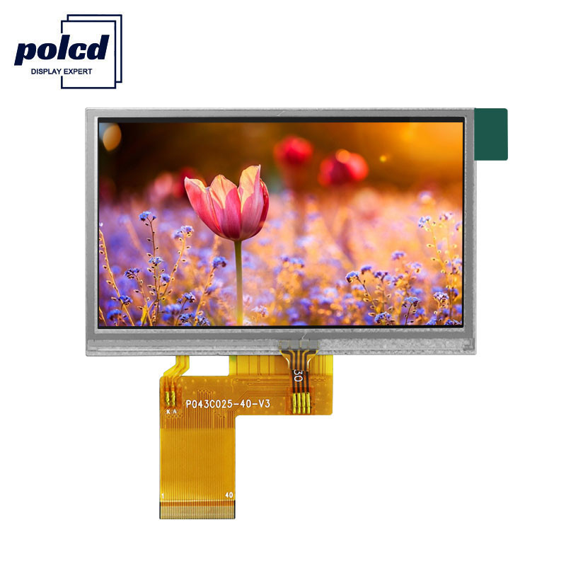Polcd ILI6485 480x272 Tft Lcd ডিসপ্লে 4.3 ইঞ্চি TFT প্রতিরোধী টাচ স্ক্রীন 40 পিন