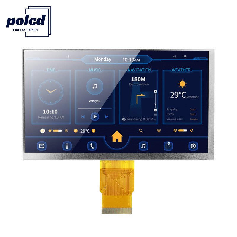 Polcd ISO9001 300 Nits 7 ইঞ্চি টাচ Tft Lcd RGB 24 বিট 800x480 Lcd ডিসপ্লে