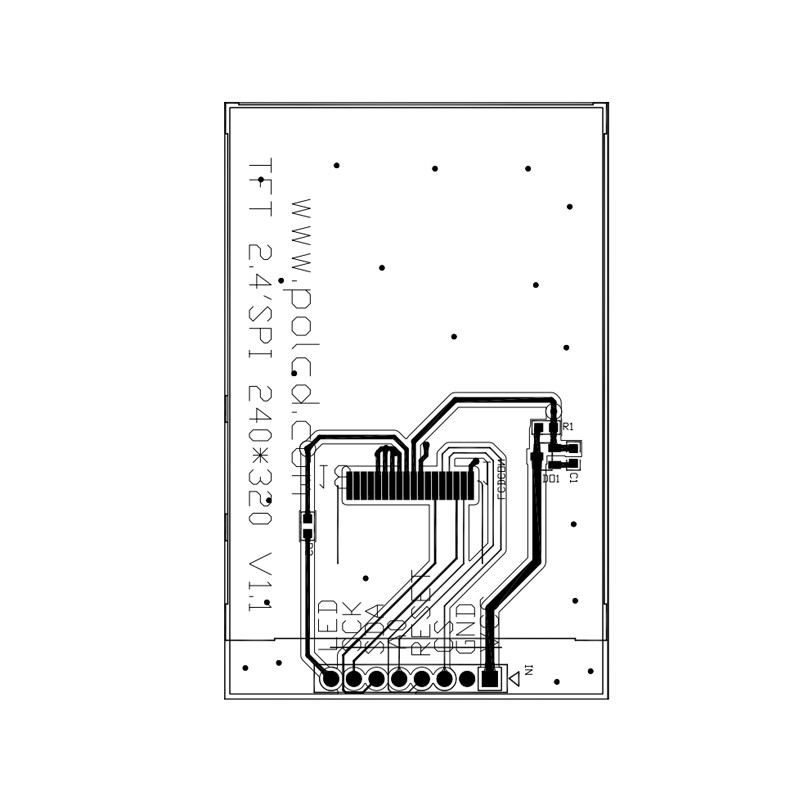 Polcd 18 পিন 2.4 Spi Tft Lcd ডিসপ্লে ST7789V2 Tft টাচ স্ক্রিন ডিসপ্লে